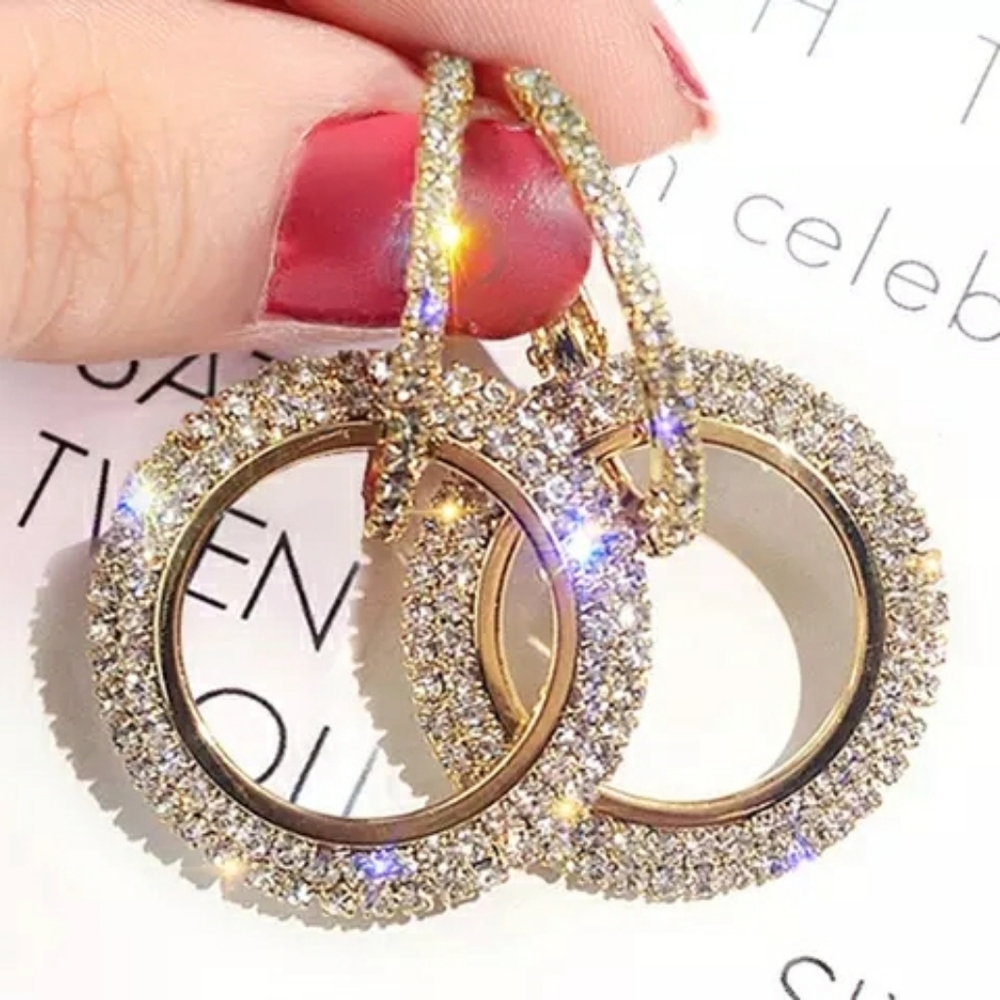 3 Pack Crystal  Hoop Earings